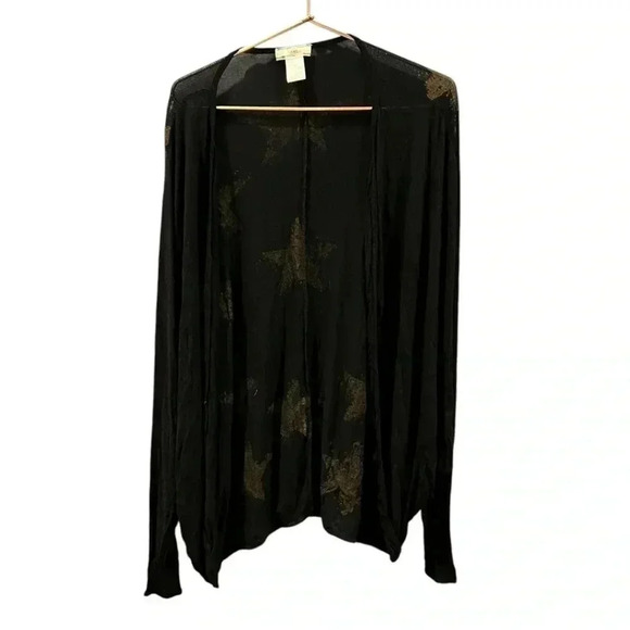 Sheer black cover up sweater with stars size M - Picture 3 of 6